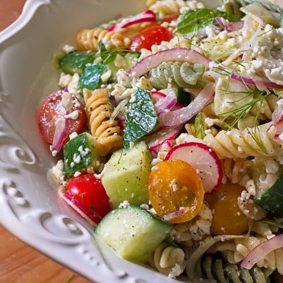 Summer Pasta Salad with Lemon Honey Vinaigrette