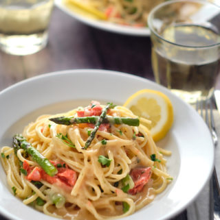Asparagus, Sockeye, Linguine with Lemon Butter Sauce