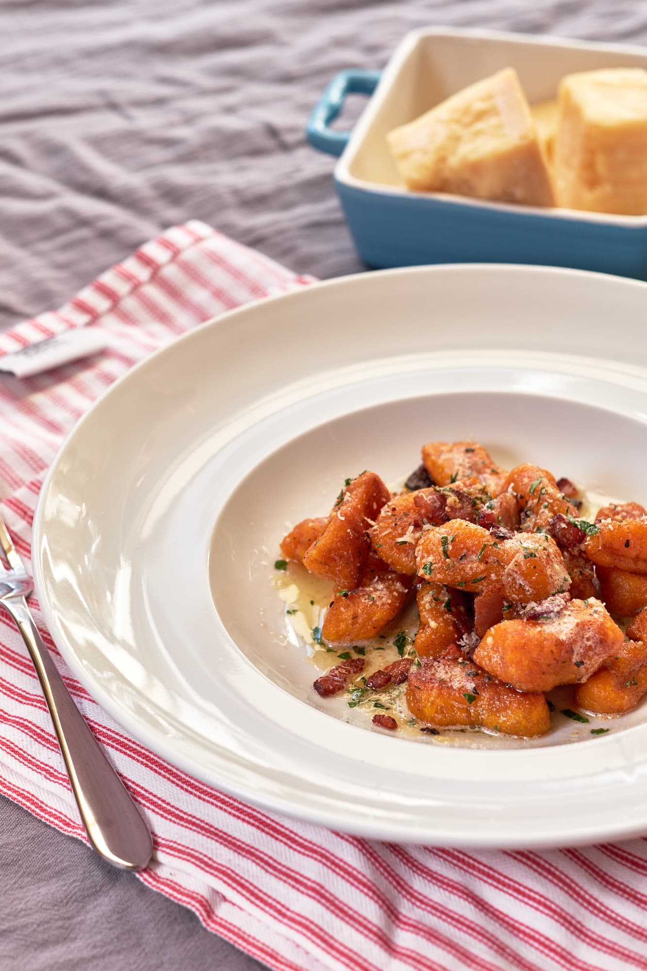 Sweet Potato Gnocchi with Maple Bacon Butter Sauce