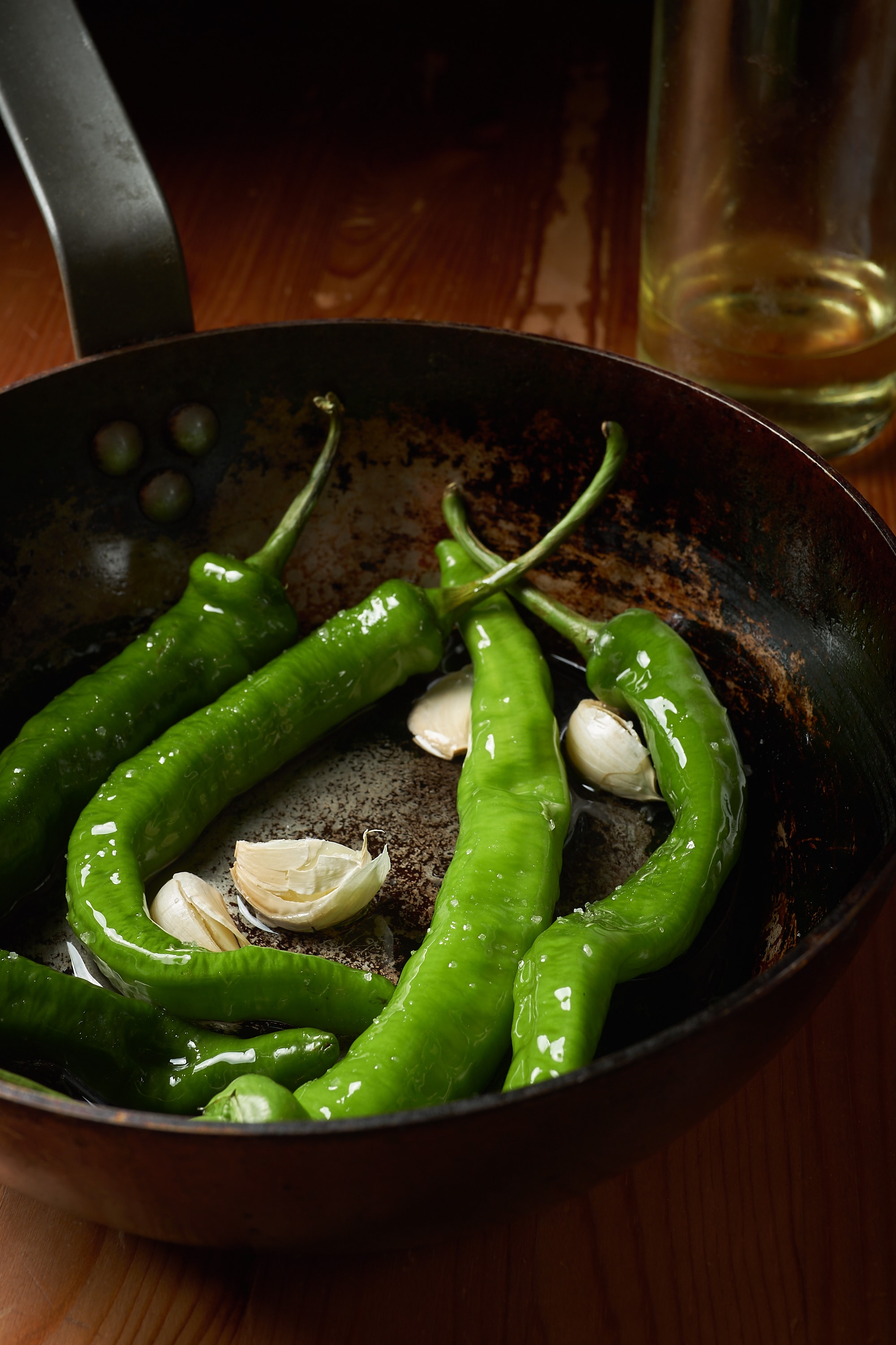 Roasted Long Hots in Garlic Oil