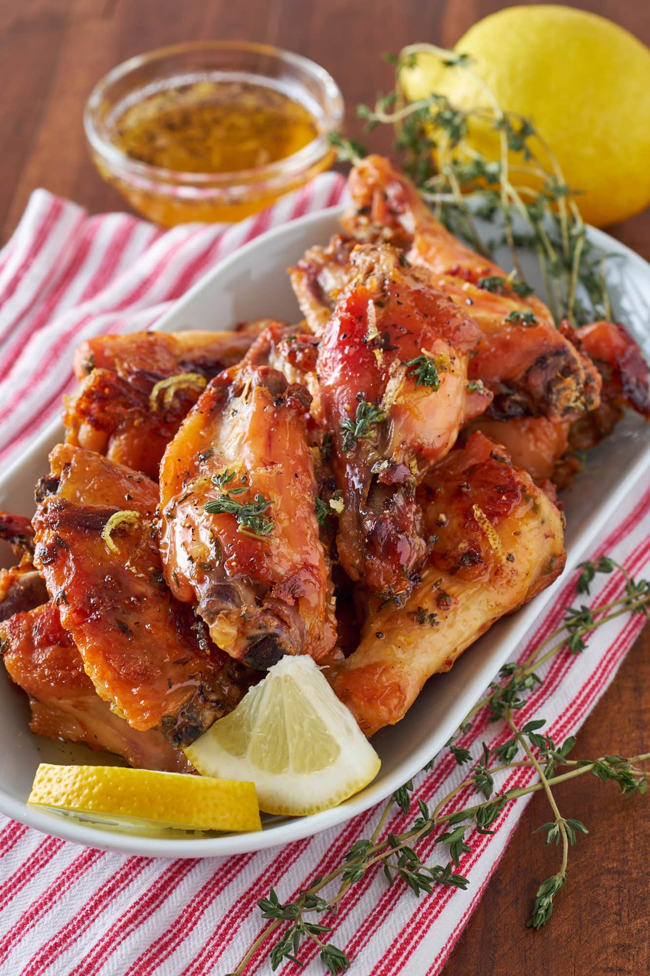 Slow Roasted Garlic Wings with Lemon, Honey, and Thyme