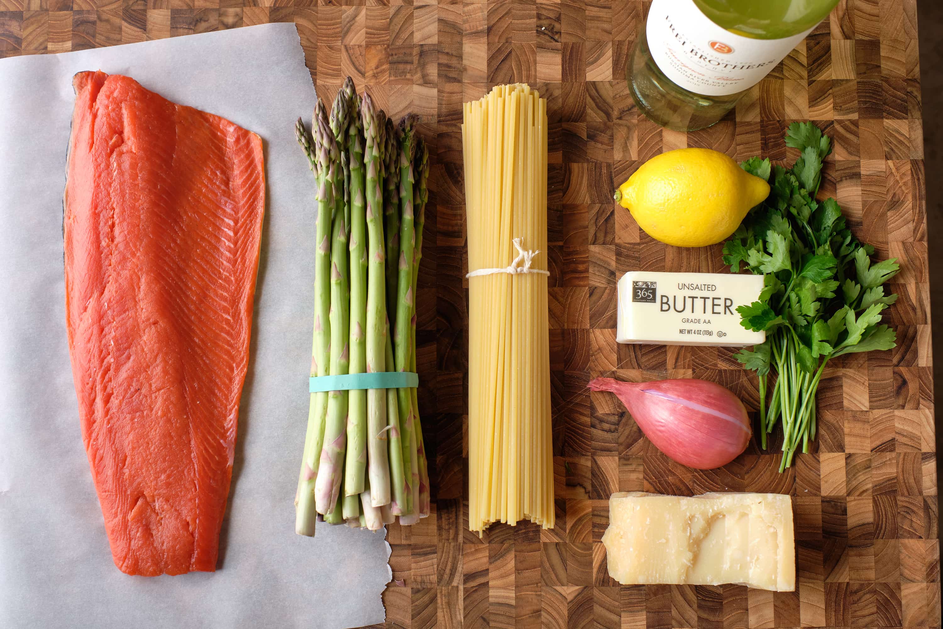 Asparagus, Sockeye, Linguine with Lemon Butter Sauce