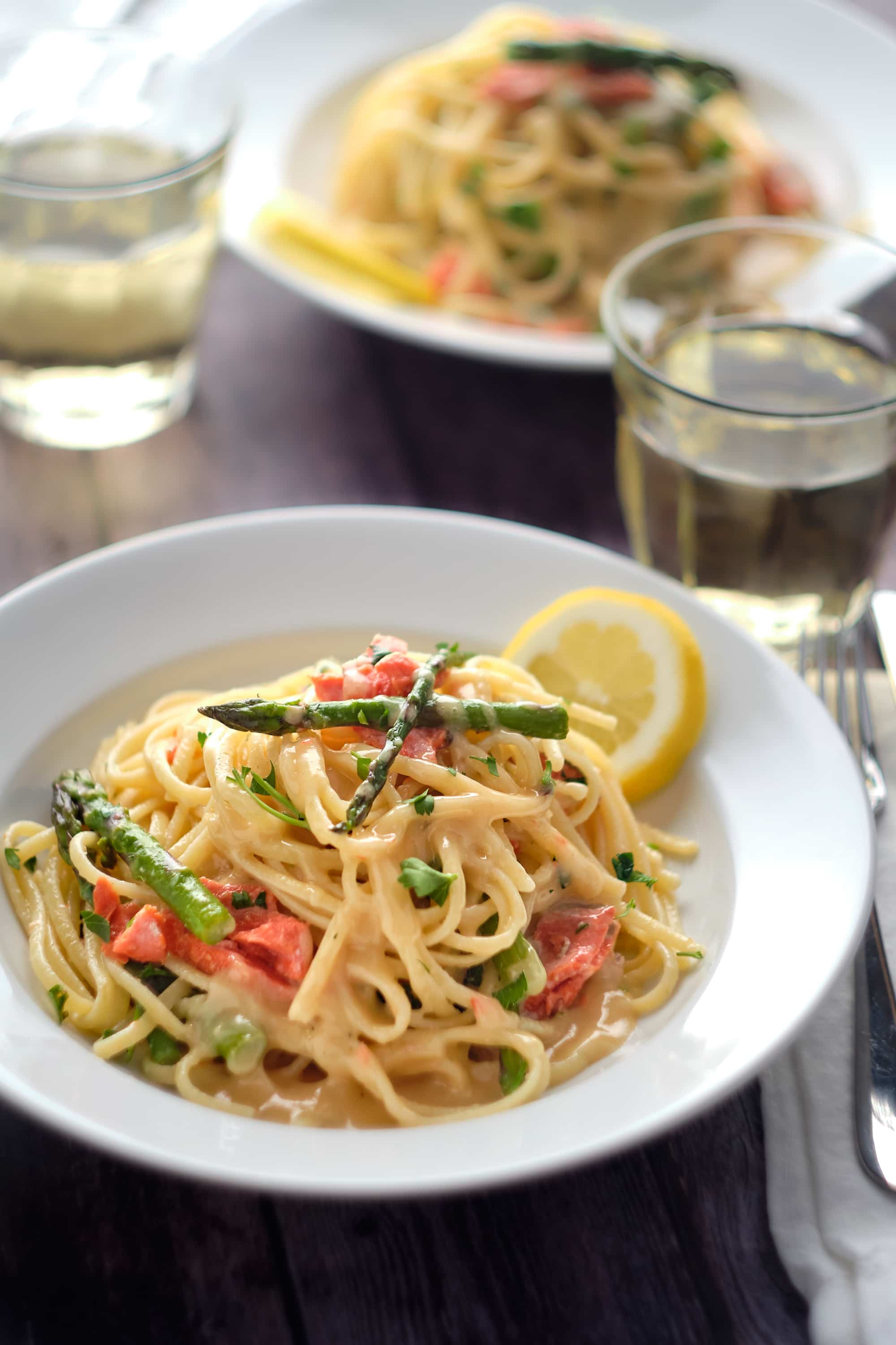 Asparagus, Sockeye, Linguine with Lemon Butter Sauce