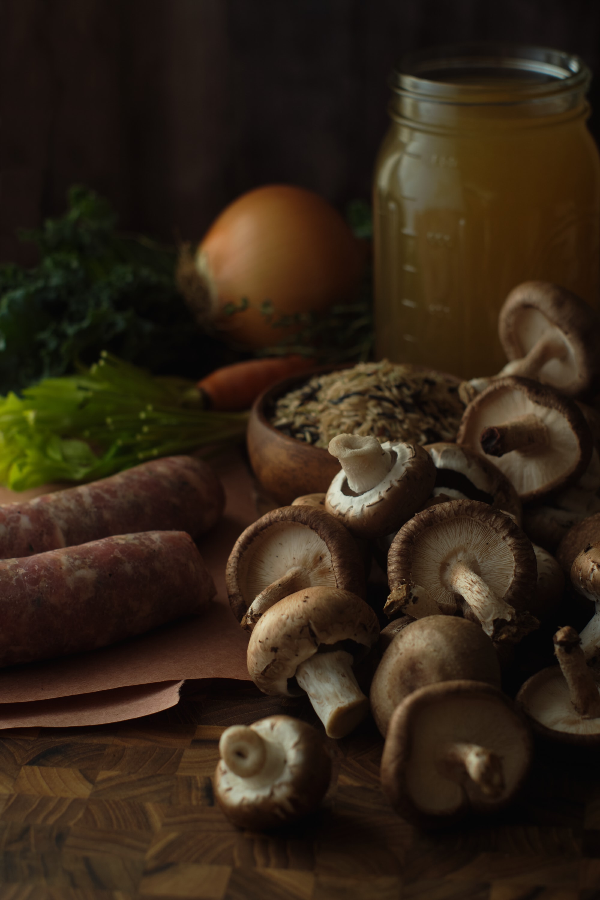 Wild Rice and Mushroom Soup with Sausage